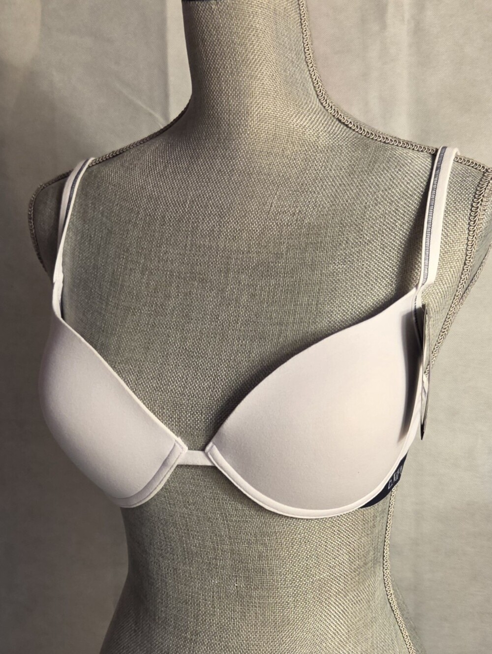 Emporio Armani Womens White Cotton Logo Band Push-Up T-Shirt Bra NWT Size 38D